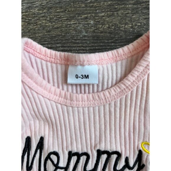 Ribbed Ruffle Sleeve Bodysuit Mommy's Little Girl Infant 0-3M - Picture 3 of 5